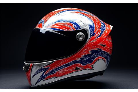 Custom painted full-face helmet with modern abstract art