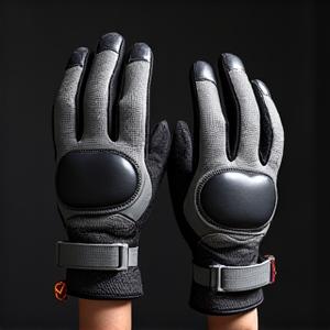 Stylish black and grey women's riding gloves with knuckle protection